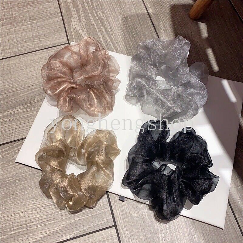 Dây Buộc Tóc Vải Tuyn Co Giãn Lấp Lánh Thời Trang Cho Nữ