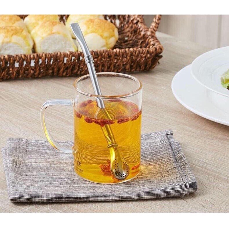 Ống hút nước kèm muỗng khuấyFREESHIPỐng hút inox 304 kèm muỗng tiện lợi, thìa kiêm ống hút nhiều màu vừa hút vừa khuấy