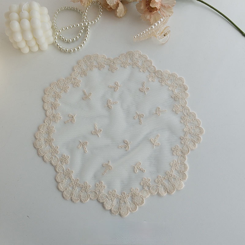 Khăn trải bàn phối ren nhiều cỡ tùy chọn phong cách vintage Pháp trang trí nhà cửa