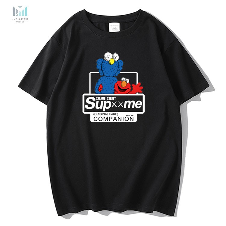 Áo Thun Nam Tay Lỡ Áo Phông Tay Lỡ Unisex Form Rộng In Hình Kaws Superme
