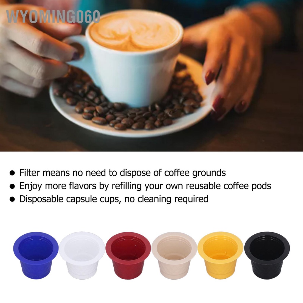Wyoming060 60 cái Refillable Cà phê Capsule dùng một lần Cốc đáy Niêm phong màng nhôm Bộ lọc cà nhựa cho gia đình
