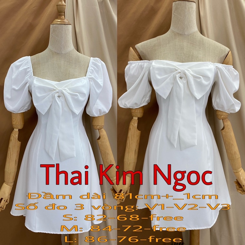 Đầm cổ vuông tay phồng nơ to xinh ngất ngây | BigBuy360 - bigbuy360.vn