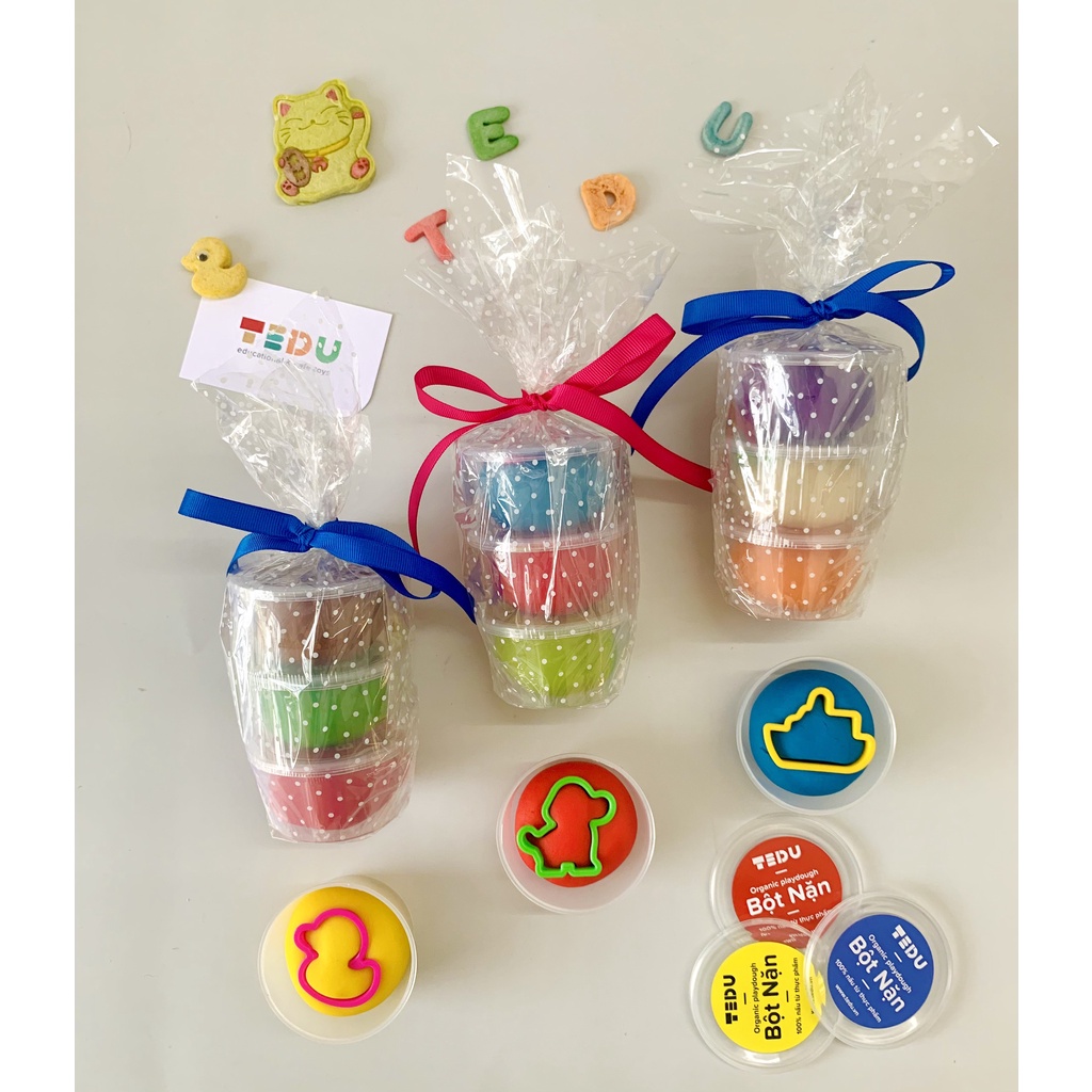 Bột nặn đất nặn an toàn Tedu tặng quà dự sinh nhật - Set 3 hủ 70gr