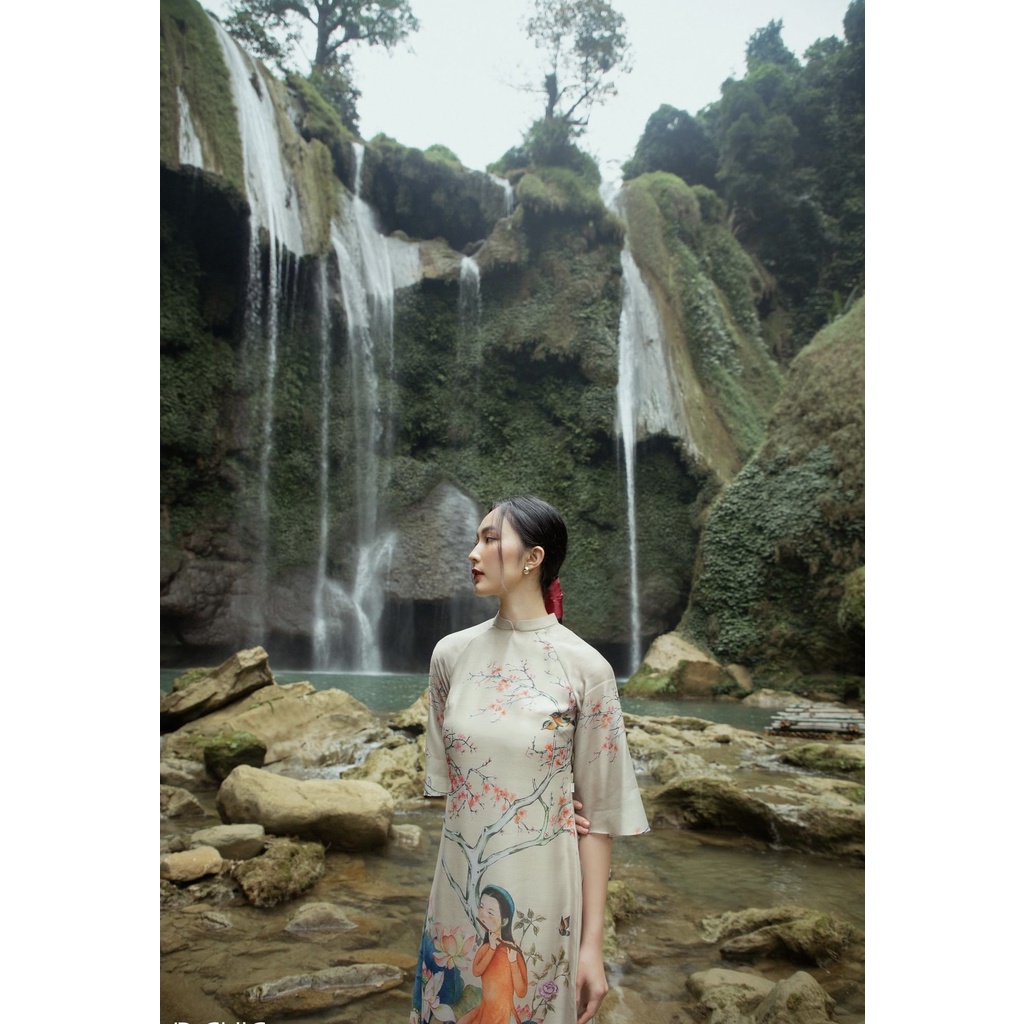 ÁO DÀI TƠ VOAN 2 LỚP HỌA TIẾT MÙA XUÂN HOT TẾT 2022