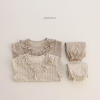 Bộ kẻ xuân hè peekaboo Hàn Quốc cho bé