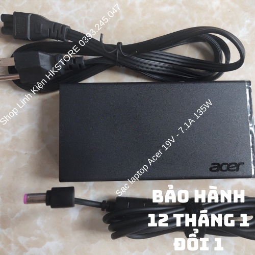 Sạc laptop Acer 19V 7.1A 135W Acer Aspire 7 V15 V17 8940 9800 9810 9920 L100 L310 L320 T5000 Travelmate 2000 2100 2700