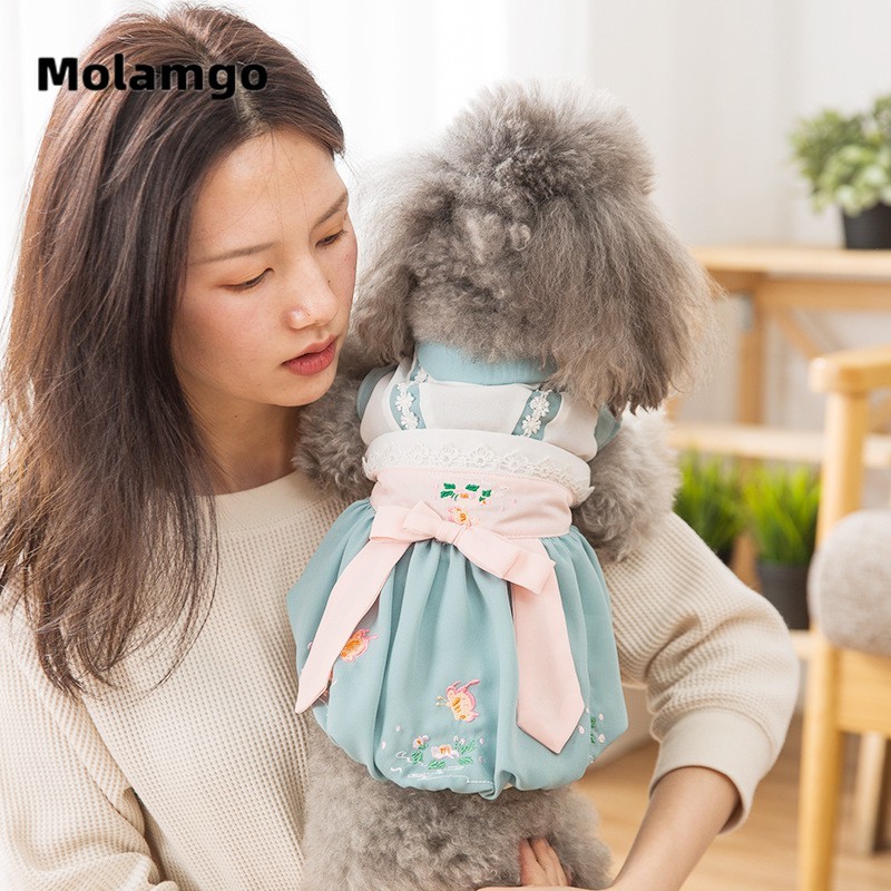 Đầm Hán phục ngày tết dễ thương cho chó poodle/mèo cưng