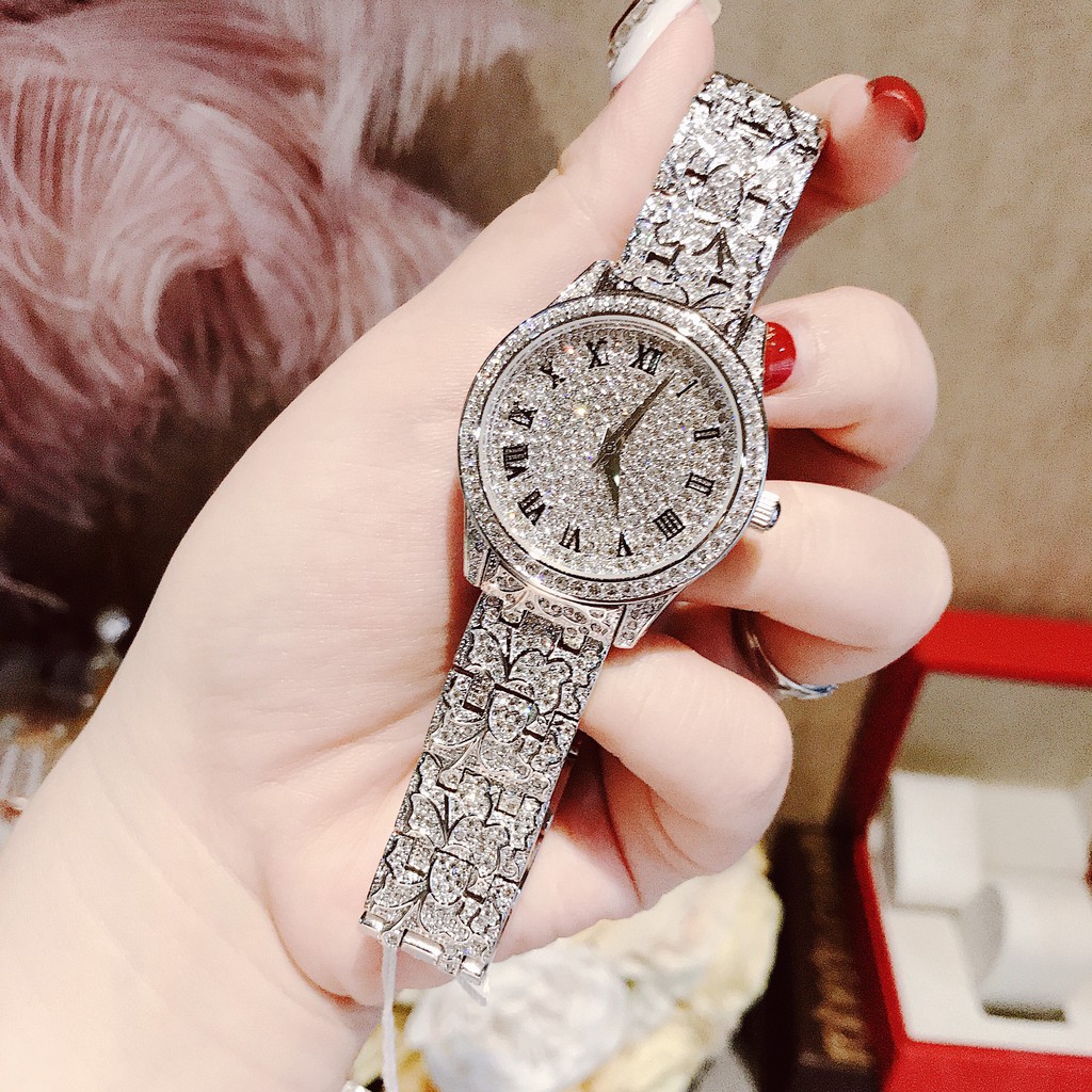 Đồng Hồ Nữ Davena Full Đá 37mm Silver Chính Hãng