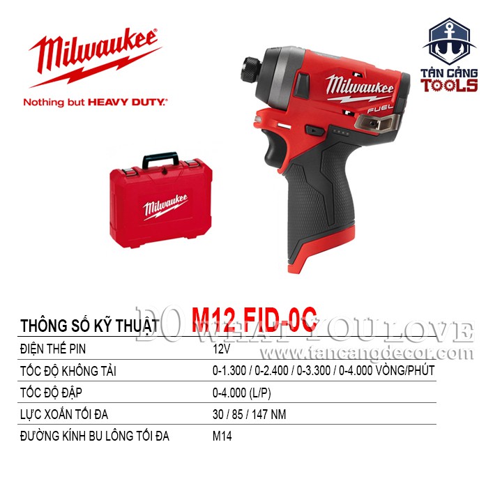 Máy Vặn Vít Dùng Pin Milwaukee M12 FID-0C ( Thân Máy )