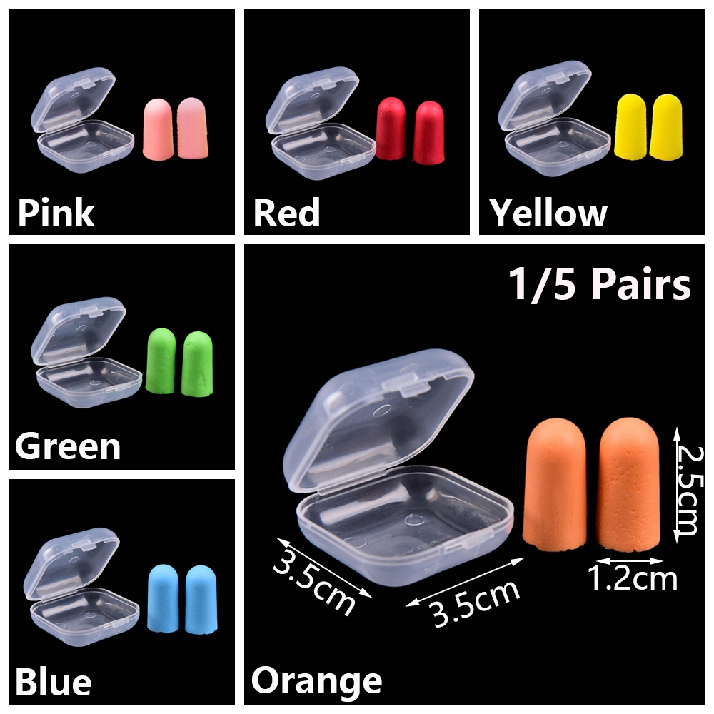 Set 1/5 cặp nút bịt tai chống tiếng ồn khi ngủ đa năng tiện lợi cho du lịch