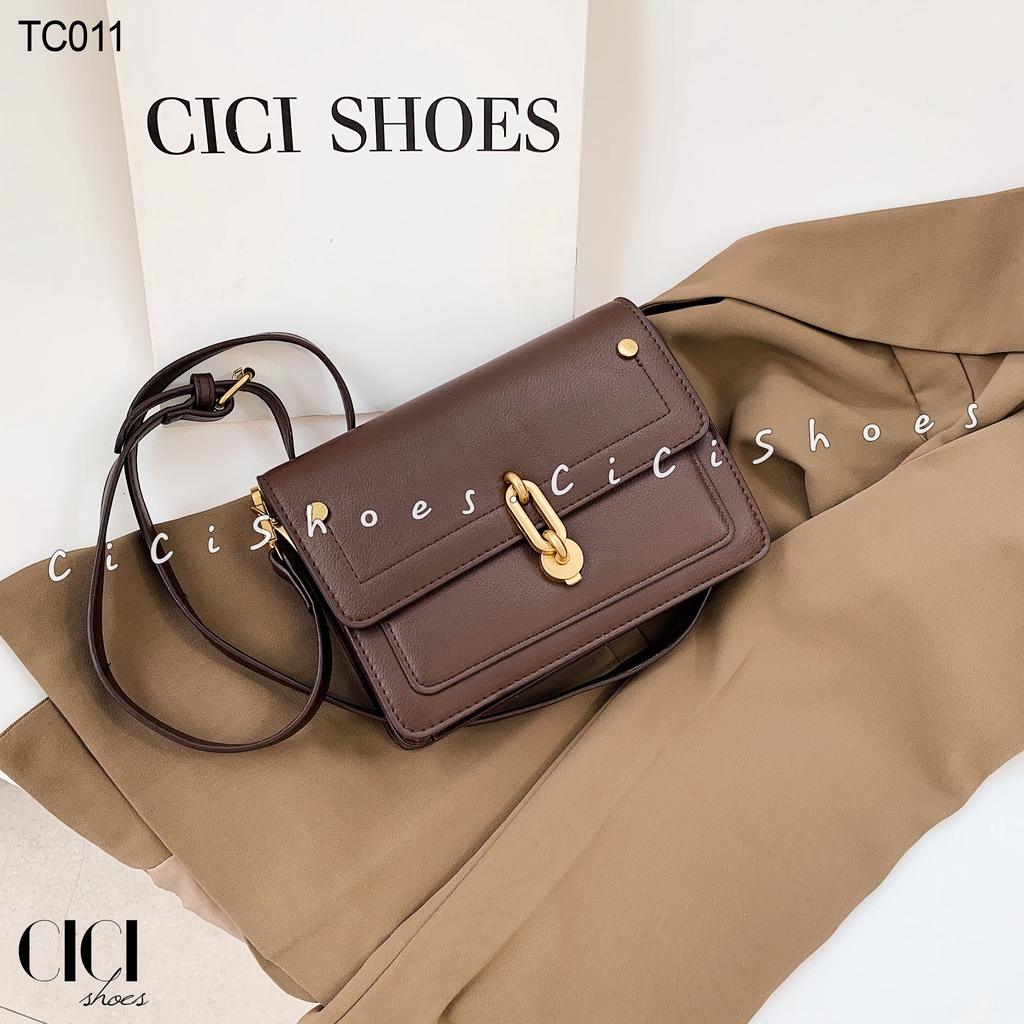 Túi xách nữ CiCi Shoes, túi đeo chéo thời trang chữ nhật khoá chữ O dẹt - TC011