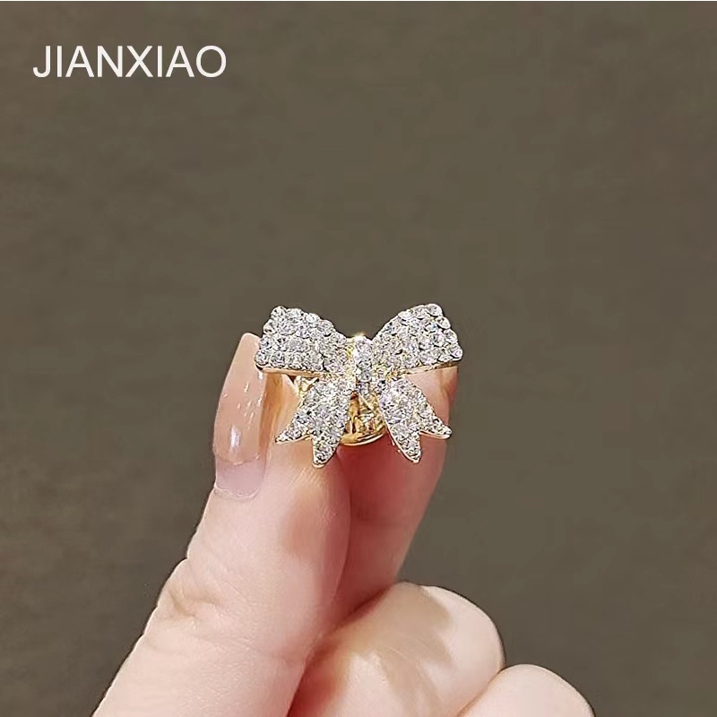 Ghim Cài Áo Hình Nơ Đính Kim Cương Giả Phong Cách Hàn Quốc Chống Chói Mắt