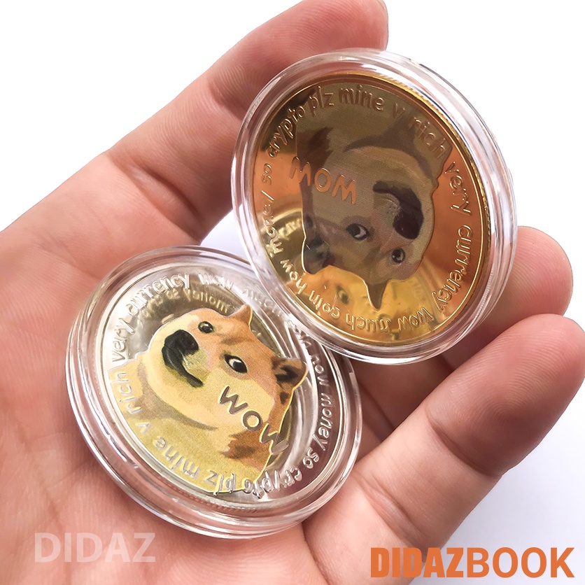 Đồng Xu Dogecoin - Dogcoin to the moon, Bitcoin mạ vàng, bạc 24k đồ lưu niệm,trang trí,sưu tầm, quà tặng DX08