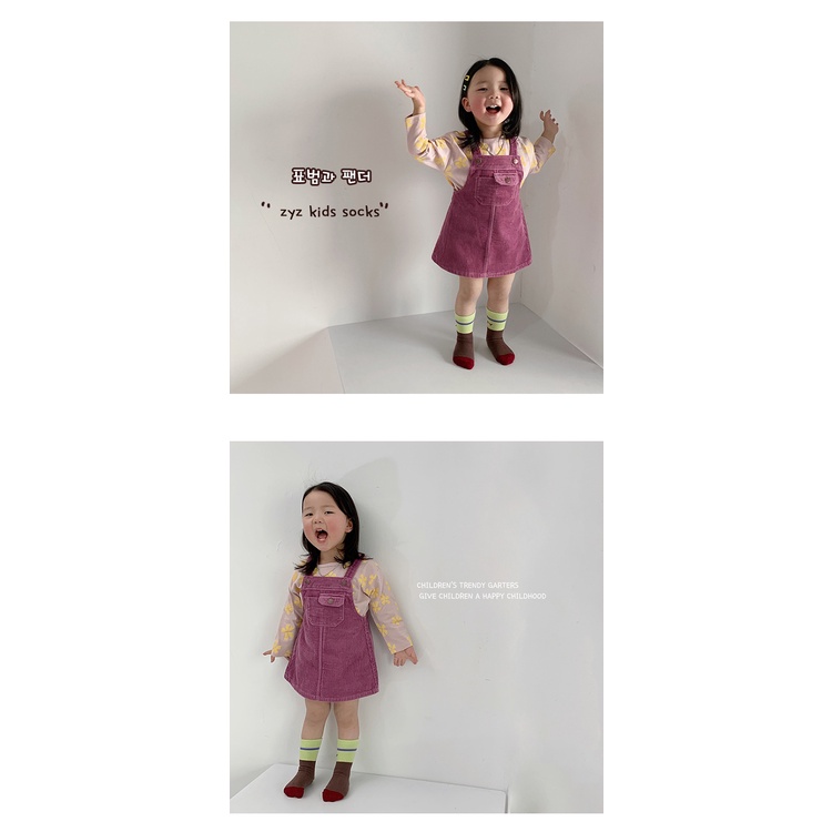 Vớ KOKOROCARE cotton cổ cao vừa cỡ S/ M/ L thêu họa tiết gấu/ hình học thời trang mùa hè đáng yêu cho bé 1-8 tuổi