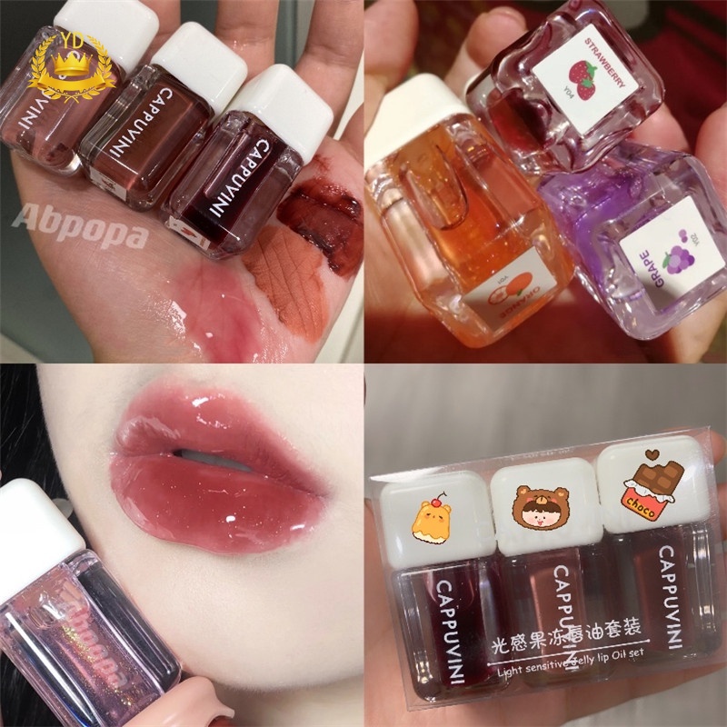 [Hàng mới về] Bộ 3 son môi Capuvini tông màu nude lấp lánh 3D dưỡng ẩm hiệu quả HB