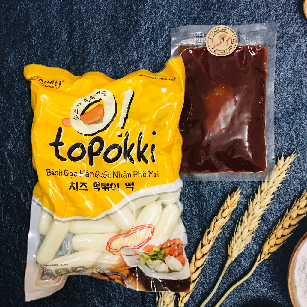 Bánh gạo tokbokki nhân phô mai 500G kèm 100G sốt