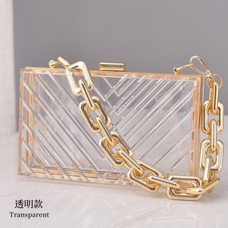 Ví clutch trong suốt phối quai xích cá tính