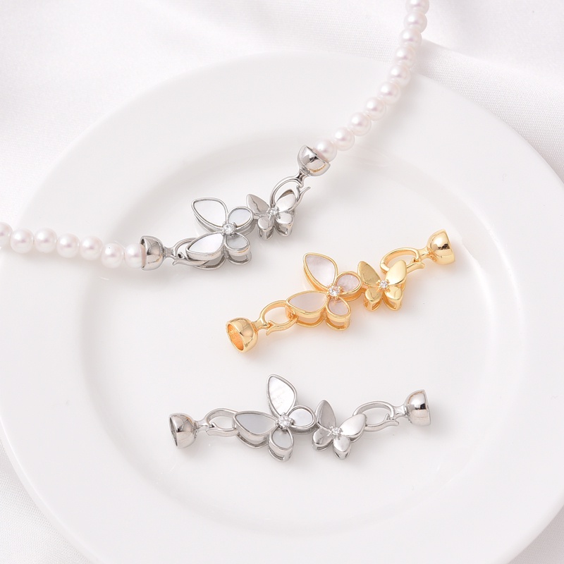 Chất Lượng Cao Nắp Đồng Mạ Vàng 18K Màu Trắng Dát Hình Bướm / Sứa / Bướm / Ngọc Trai Thủ Công Có Khóa Cà