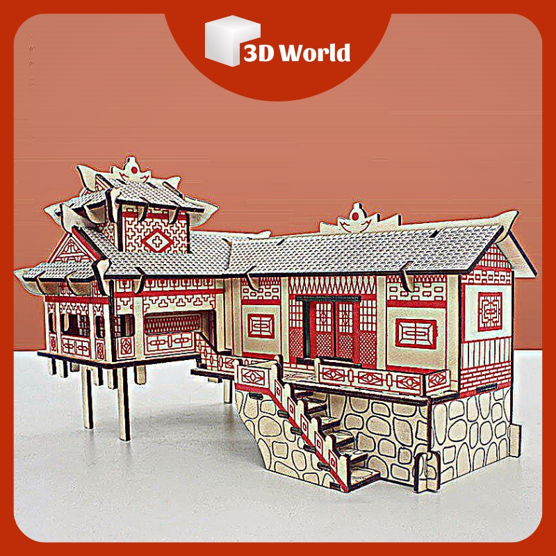 Mô hình gỗ lắp ghép trang trí 3D Trà Quán Nhật - Mô hình nhỏ