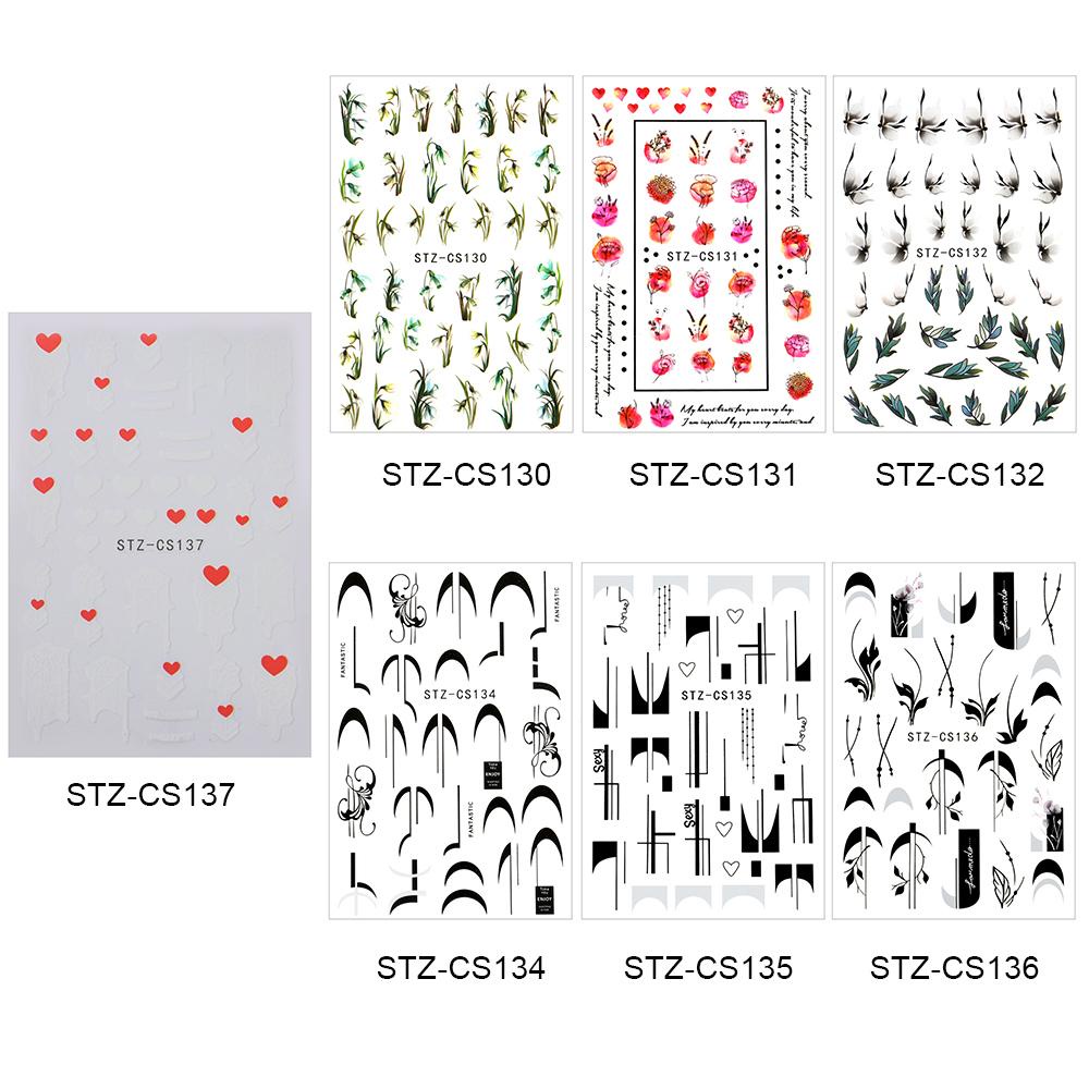 Miếng Dán Trang Trí Móng Tay Màu Trắng Xanh Lá Kiểu Pháp Dễ Thương