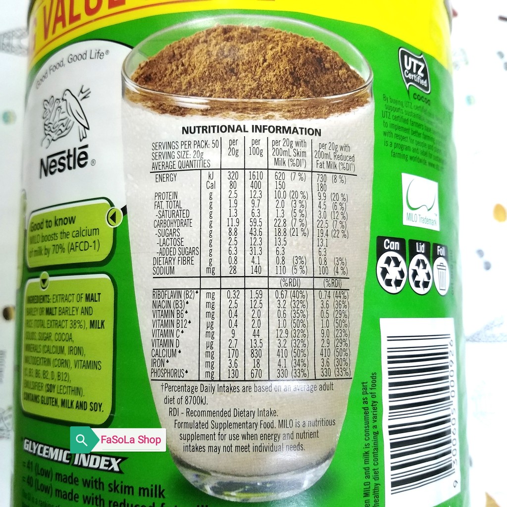 Sữa bột cacao MILO NESTLÉ 1kg Úc 🇦🇺 mầm lúa mạch vitamin khoáng chất nestle đồ uống