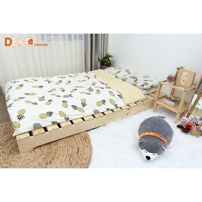 Giường pallet DEKO gỗ thông cao cấp 1M4x2M