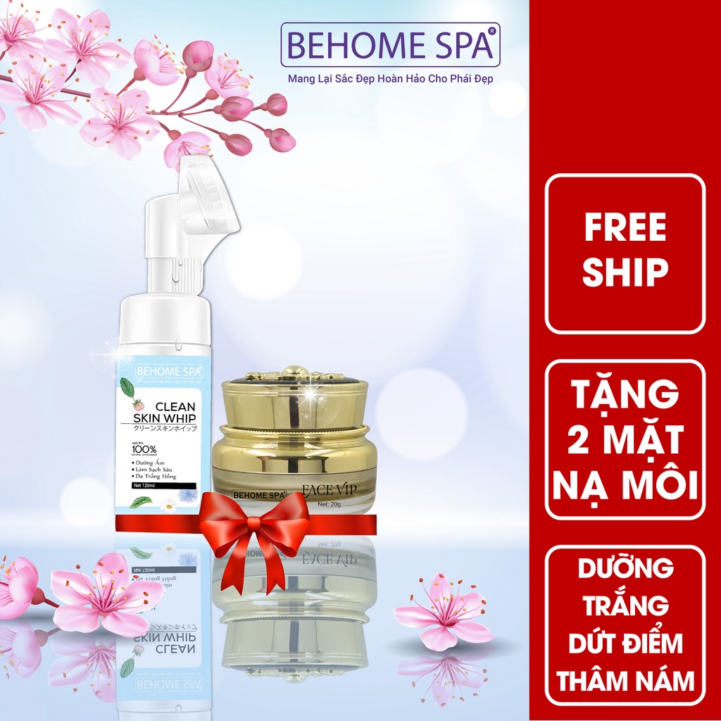 Combo dưỡng trắng đánh bay thâm nám tàng nhang, Kem Face Vip, Sữa rửa mặt thảo dược, Behomespa từ Nhật bản.