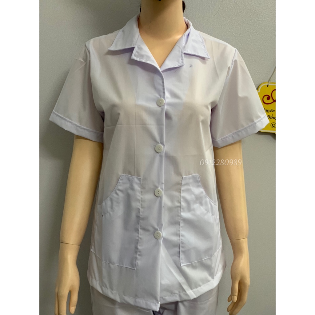 Áo blouse y tế nữ form đẹp tôn dáng 2 túi xéo _ Hình chụp thật