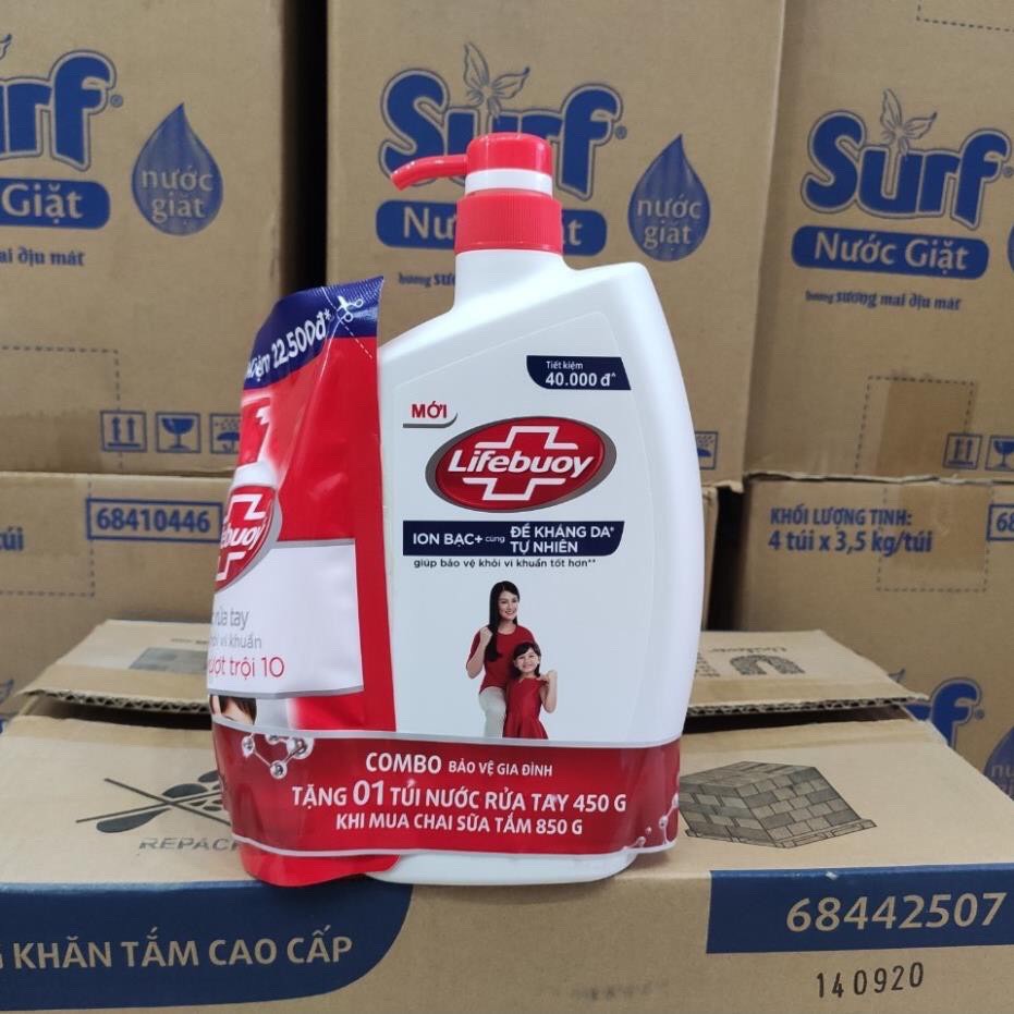 Sữa tắm kháng khuẩn Lifebuoy chai 850g tặng