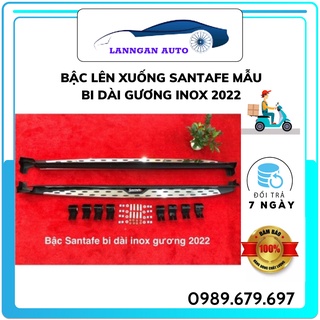 Bậc lên xuống hyundai santafe 2019 - 2022, mẫu 3 chấm bi dài gương inox