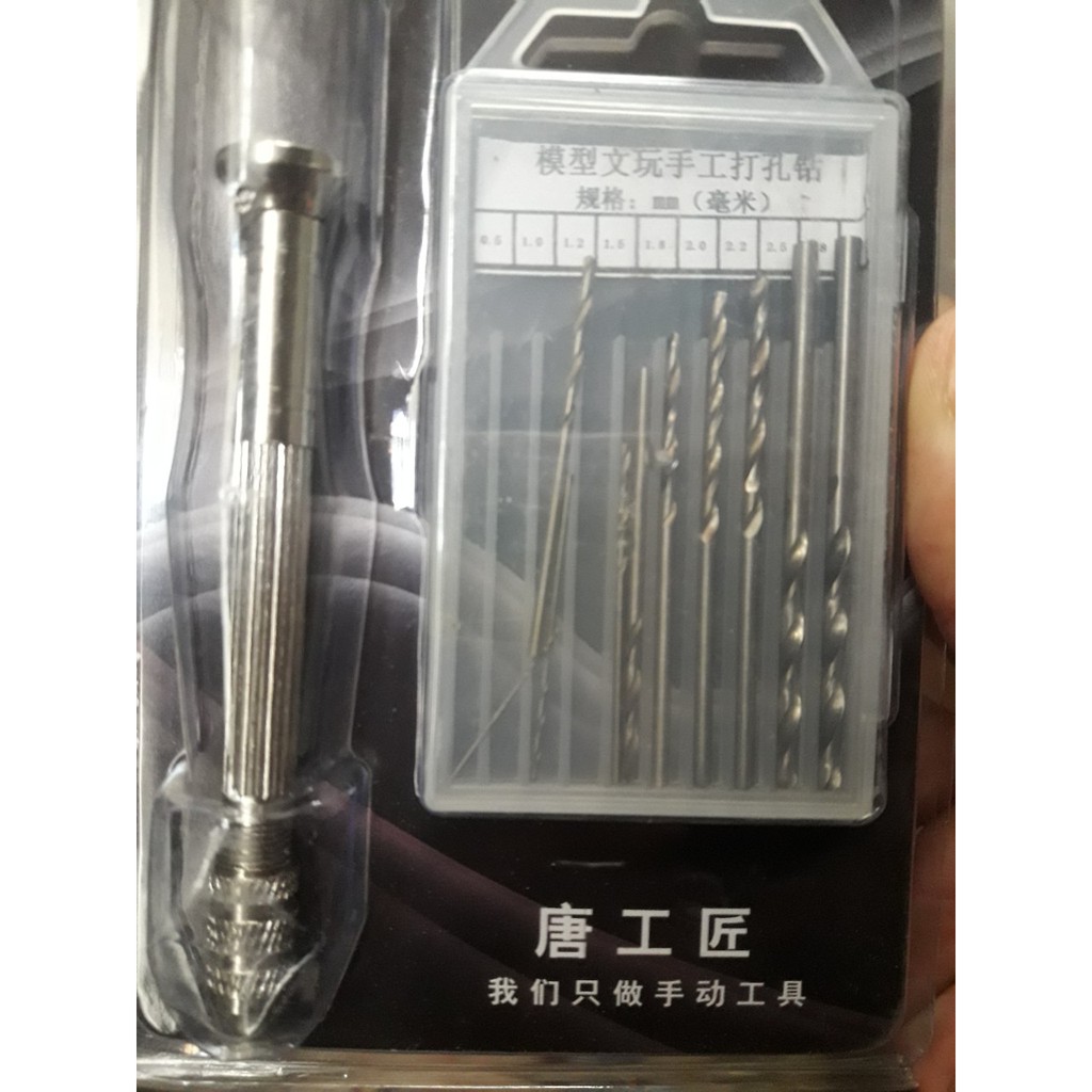 [HÀNG ĐẸP] Bộ Khoan tay mini kèm 10 mũi khoan(0.5-3mm)
