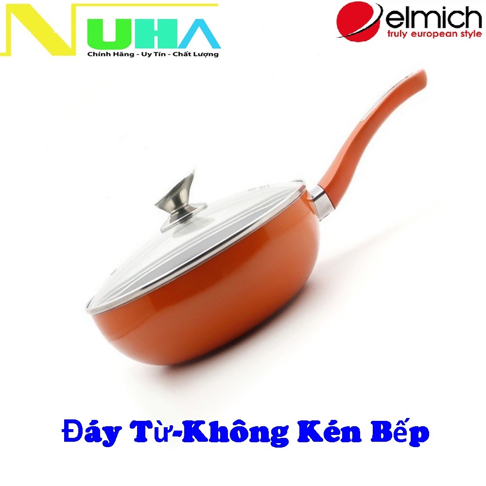 [Không Kén Bếp] Chảo chống dính đáy từ có nắp đậy Elmich thương hiệu châu âu size 26cm