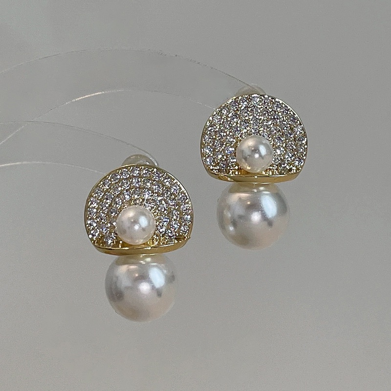 Bông Tai Mạ Bạc 925 Đính Ngọc Trai Thời Trang Hàn Quốc