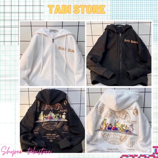 Áo khoác hoodie nỉ bông dáng rộng unisex dưới 75kg chất nỉ bông cotton tabistore - Bugs Bunny