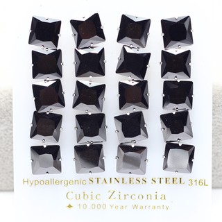 Bông tai inox pha lê đen BT21 ĐV 2 chiếc