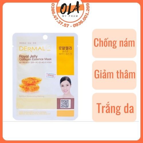 Mặt Nạ Giấy Sữa Ong Chúa, Chè Xanh, Dưa Leo Dưỡng Ẩm Trắng Da Collagen Demal  - Mỹ Phẩm Ola