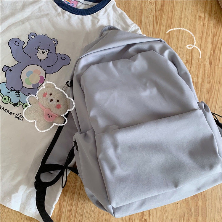 Backpack Korean ins simple solid color schoolbag student large capacity Japanese backpack waterproof