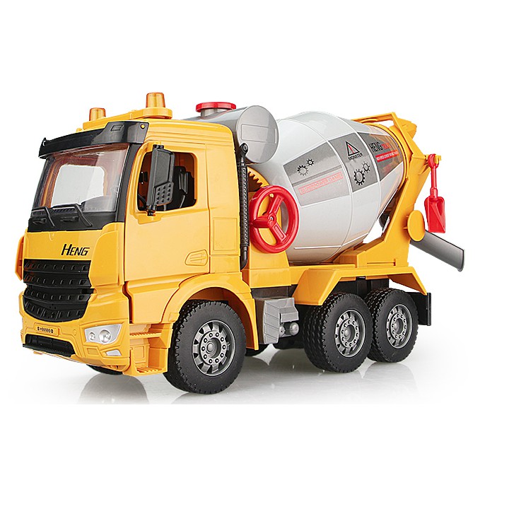 Xe chở bê tông mixer cement mô hình cỡ lớn đồ chơi trẻ em các loại - xe mô hình chạy đẩy trớn có âm thanh và đèn
