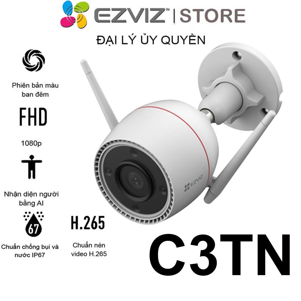 Camera Wifi Ezviz C3TN 3M 2K FH Đàm thoại 2 chiều, AI Thông Minh , Có Màu Ban Đêm Chính Hãng - Bảo hành 24 Tháng