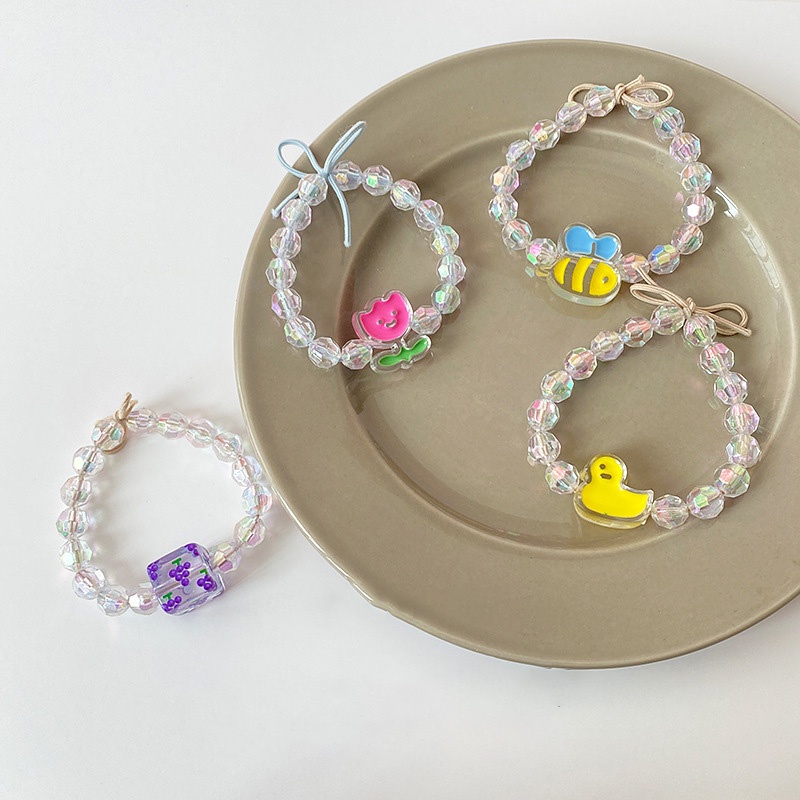 Dây Buộc Tóc Cao Su Họa Tiết Vịt Vàng/Hoa Tulip Dễ Thương Phong Cách Hàn Quốc Cho Nữ