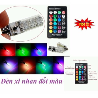 Cặp đèn led demi t10 đổi màu theo remote