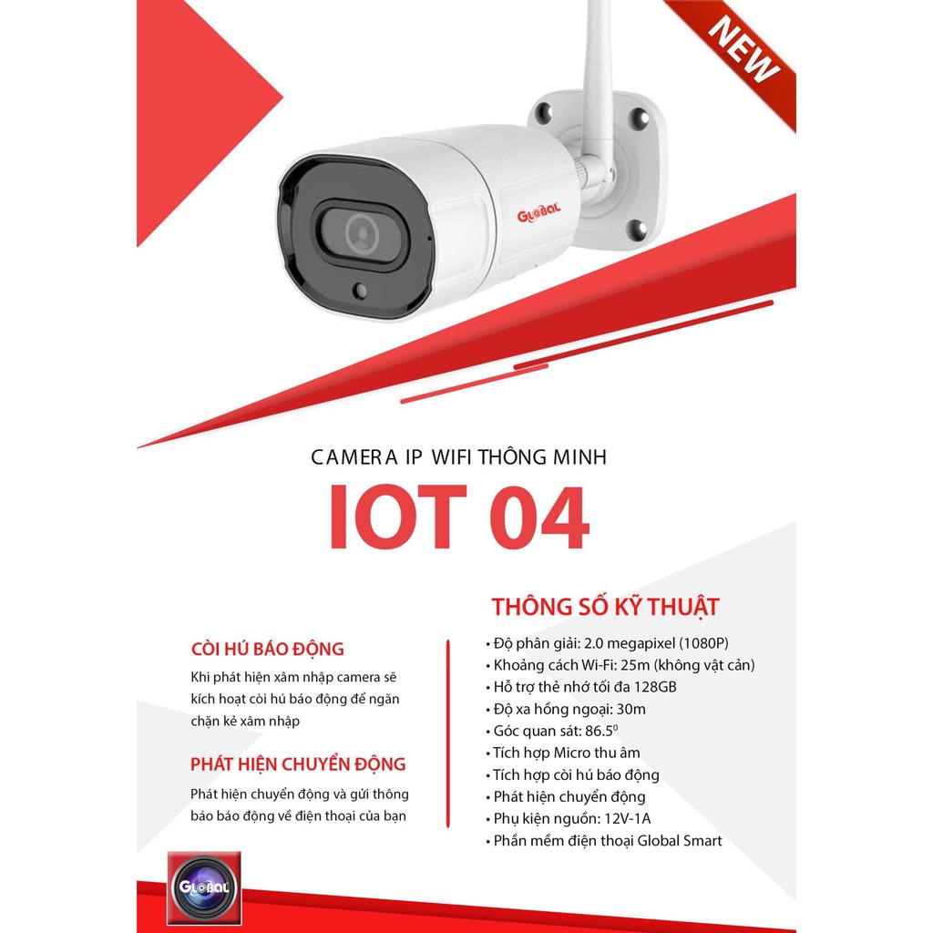 CAMERA WIFI NGOÀI TRỜI GLOBAL IOT-04 2.0MP CHÍNH HÃNG – BÁO ĐỘNG + ĐÀM THOẠI