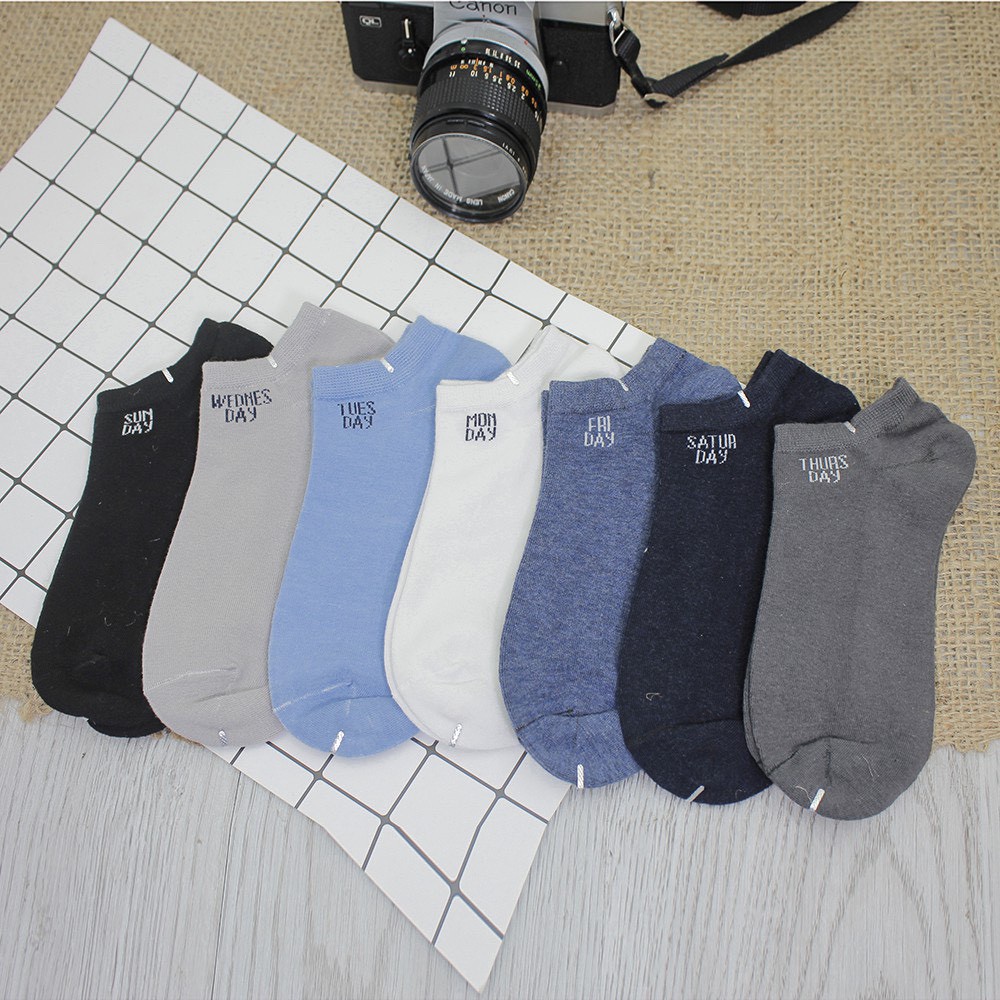 Túi 7 đôi Tất nam nữ cổ ngắn khử mùi hôi 1 tuần kháng khuẩn nhiều màu đẹp TATNU10