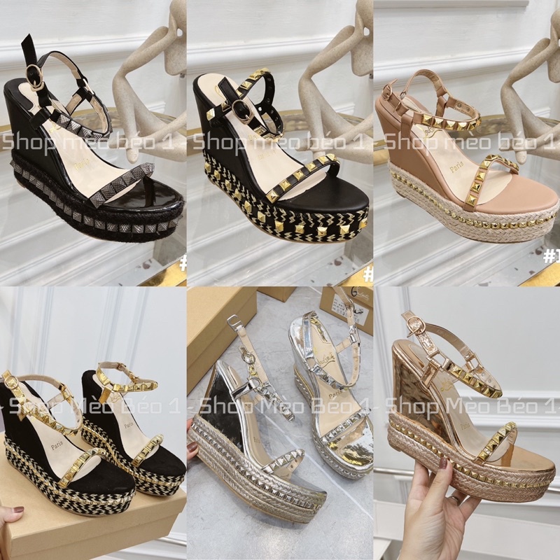 Sandal lbt quai ngang viền đinh đế xuồng cói fullbox