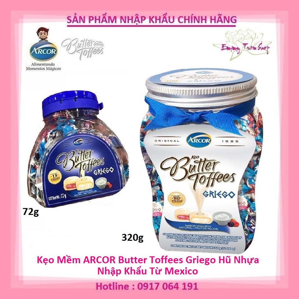 Kẹo mềm ARCOR Butter Toffees Griego, Hủ Nhựa có 2 loại lựa chọn - Nhập khẩu Mexico (Emmy Tran Shop)