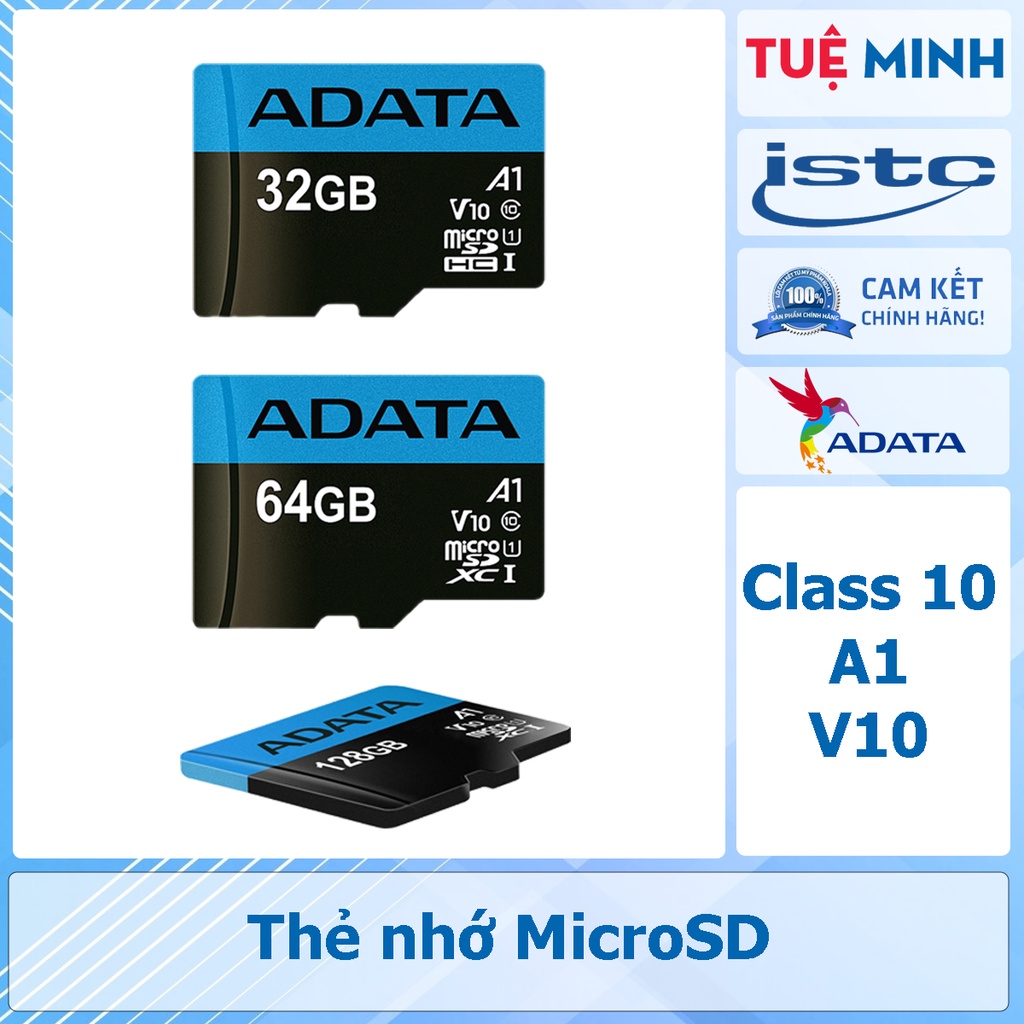 Thẻ nhớ MicroSDXC ADATA UHS-I Class 10, V10, A1, 100MB/s - Hàng phân phối chính hã