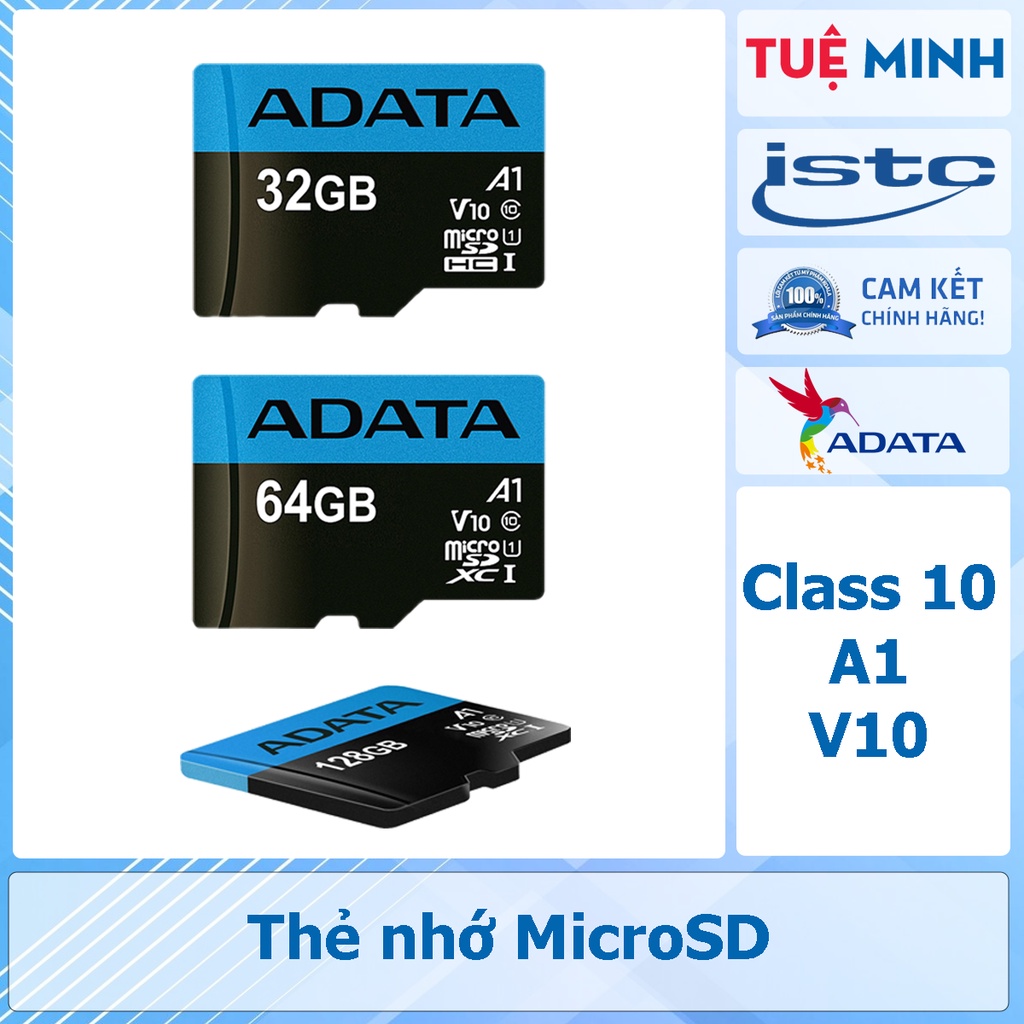 Thẻ nhớ MicroSDXC ADATA UHS-I Class 10, V10, A1, 100MB/s – Hàng phân phối chính hã