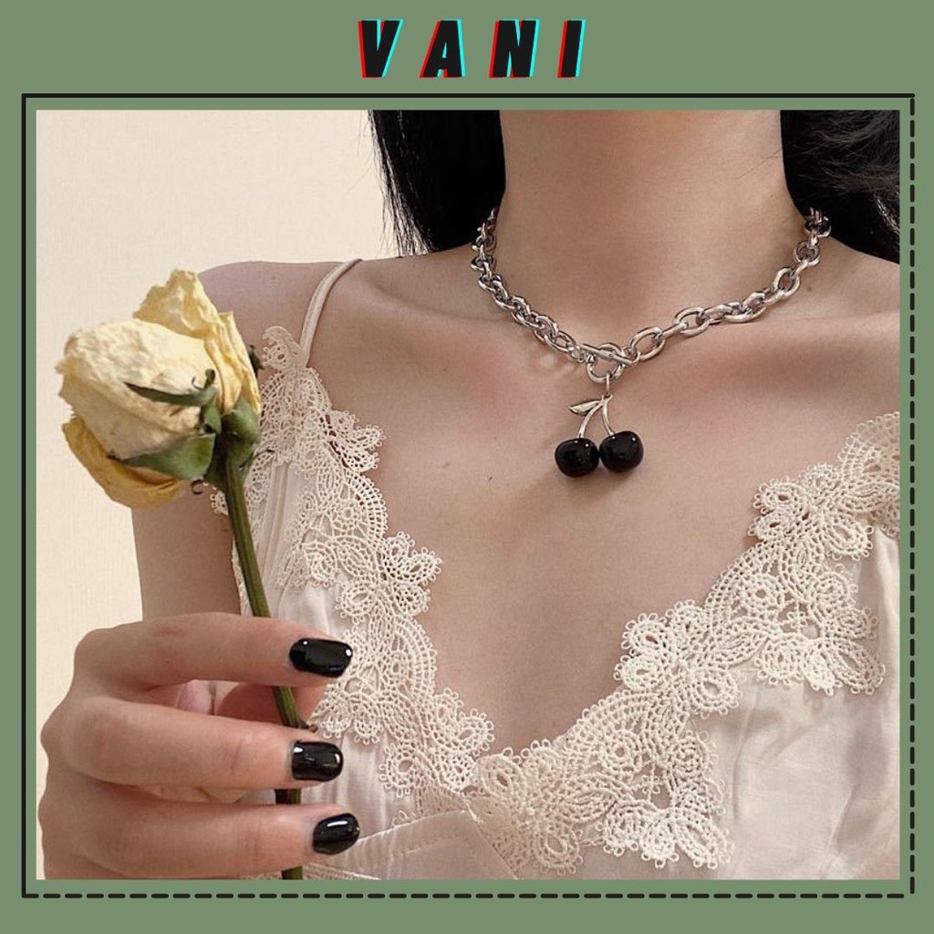 Choker, Dây Chuyền, Vòng Tay Hình Trái Cherry Phối Xích Lớn Phong Cách - Vani Store [TS000458]