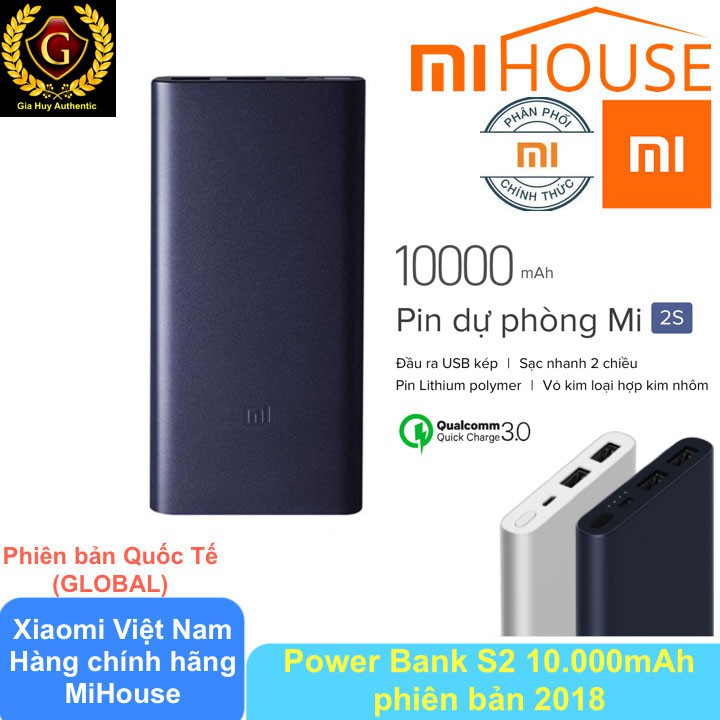 Pin sạc dự phòng XIAOMI MI S2 10000mAh QC 3.0 18W