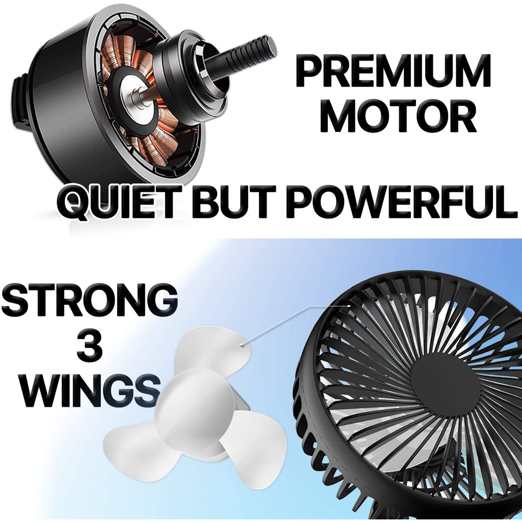 Quạt Làm Mát USB 5.5 inch 3 Tốc Độ 12V 24V Có Giác Hút Thông Dụng Cho Xe Hơi / Xe Tải / Văn Phòng